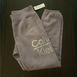 Calvin Klein Kids' Silver Logo Gray Joggers